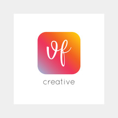 VF logo, vector. Useful as branding, app icon, alphabet combination, clip-art.