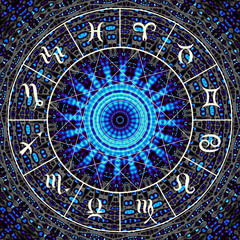 Magic circle with zodiacs sign.