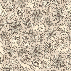 Cartoon cute Honey seamless pattern