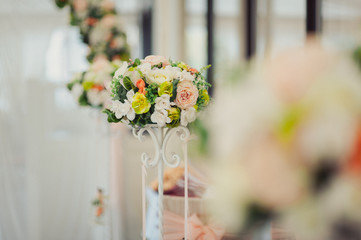 Beautiful decoration of flowers at the wedding