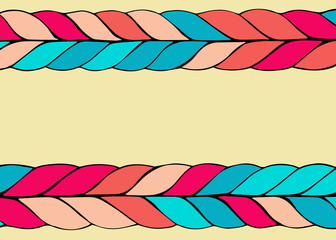 braid hair vector pattern on yellow background