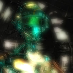 3D Illustration of a Cyborg Head
