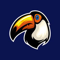 Awesome exotic bird toucan logo head, mascot logo team or print illustration