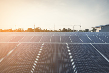 solar panel at solar power plant to innovation of green energy for life
