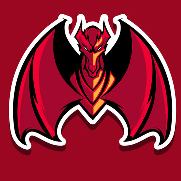 Powerfull Red Dragon mascot logo team or gaming Print