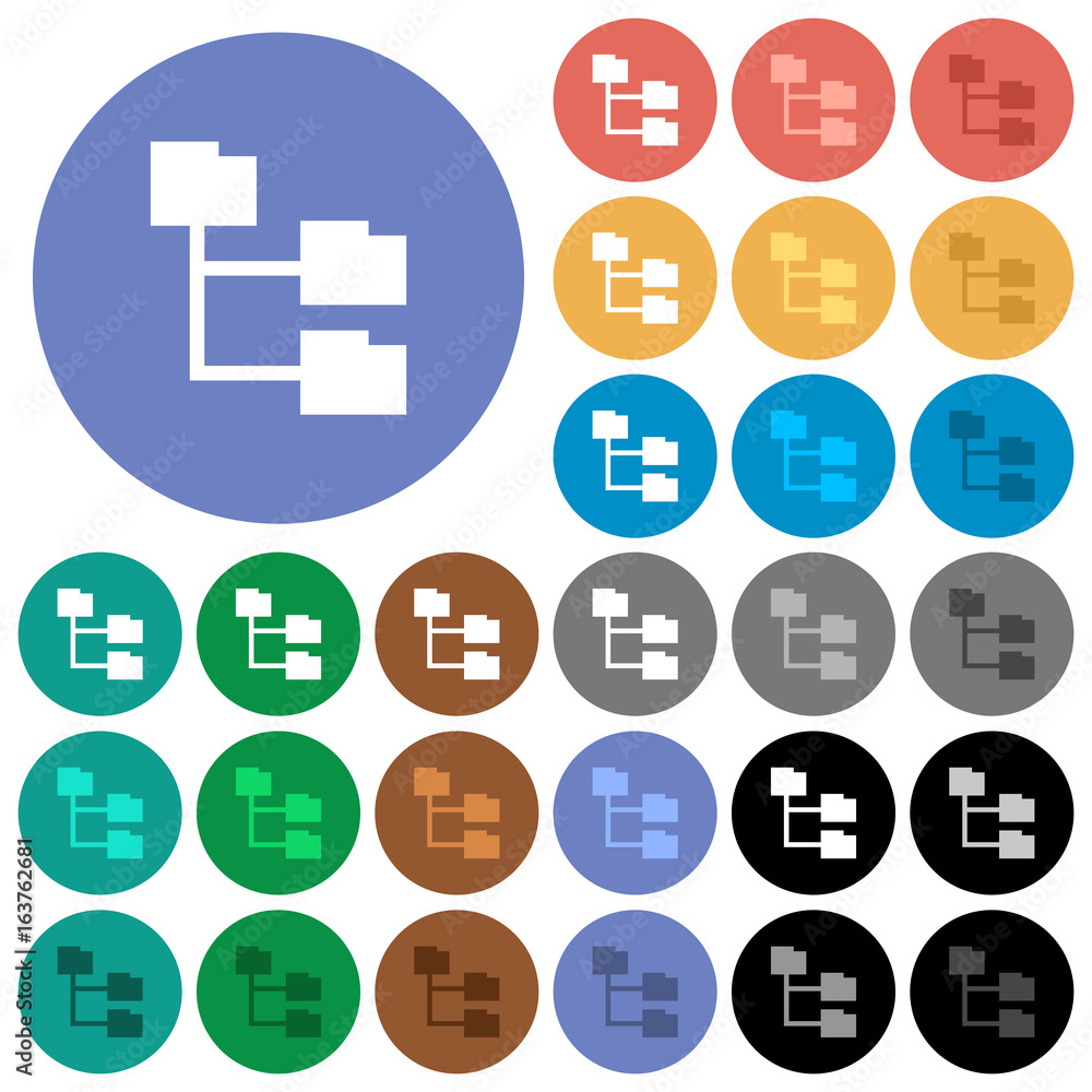 Poster folder structure round flat multi colored icons