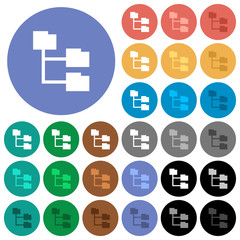 Folder structure round flat multi colored icons