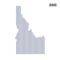 Vector abstract hatched map of State of Idaho with vertical lines isolated on a white background.