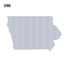 Vector abstract hatched map of State of Iowa with vertical lines isolated on a white background.