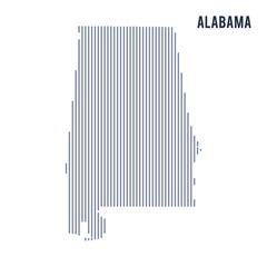 Vector abstract hatched map of State of Alabama with vertical lines isolated on a white background.