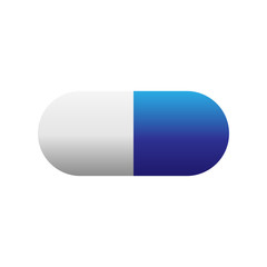 Blue and White Pill Icon Vector Isolated, Medicine - Health