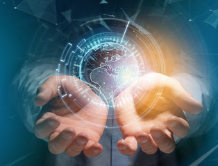 International globe communication displayed on a futuristic interface - Business and technology...