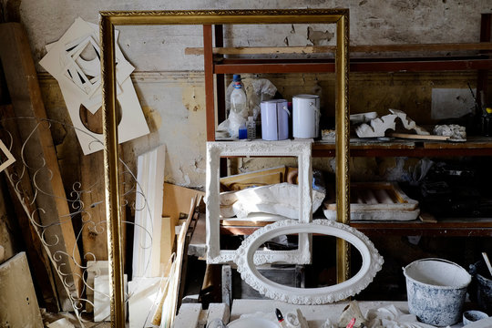 Art studio storeroom and workshop