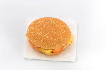 Hamburger burger on white background. fast food.