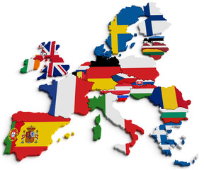 Europa und Flaggen - obrazy, fototapety, plakaty
