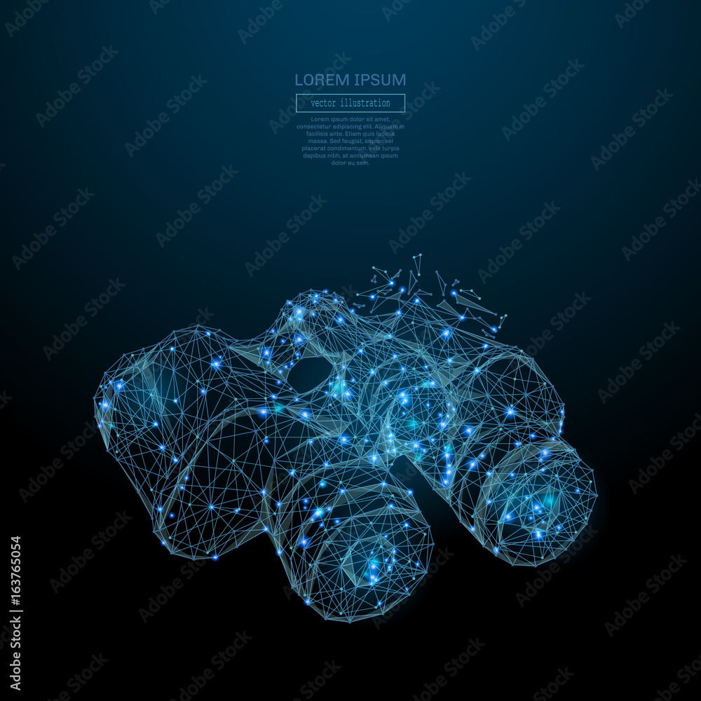 Fototapete abstract image of a binoculars in the form of a starry sky or space, consisting of points, lines, an