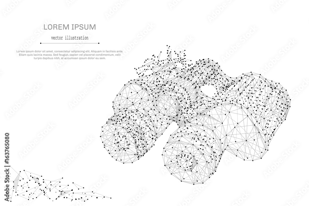 Aufkleber abstract mash line and point binoculars on white background with an inscription. starry sky or space