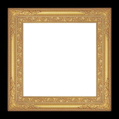 The antique gold frame on the white background