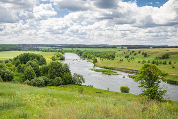 Fototapeta na wymiar landscape of river and hills