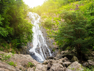 Tropical waterfall in Thailand.