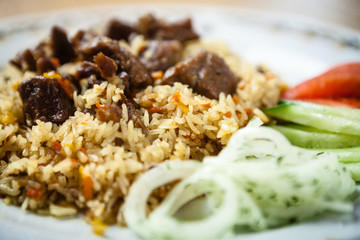 Uzbek pilaf with beef