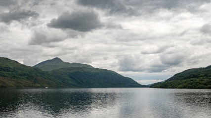 Loch Lomond, Scotland, UK. An overcast view over the famous lake in the heart of The Trossachs region of the Scottish Highlands.