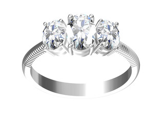 Jewellery ring on a white background.3d illustration