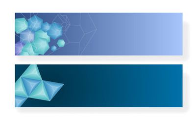Two vector banners with polygons and triangles