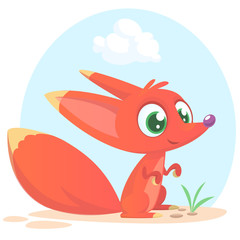  Cute cartoon  fox character. Wild forest animal collection. Baby education. Isolated. White background. Flat design Vector illustration