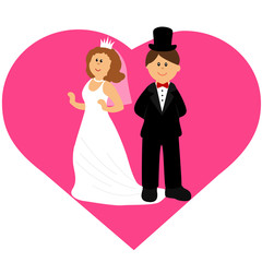 Bride and groom, Cartoon.