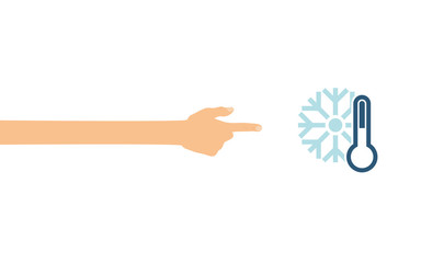 Hand zeigt auf - Thermometer