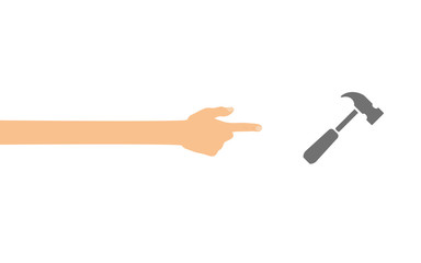 Hand zeigt auf - Hammer