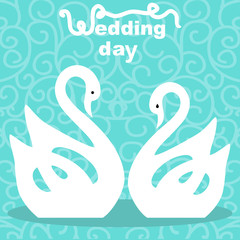 Swans. Bride and groom.