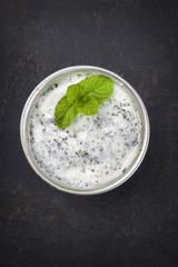 Traditional Indian Raita with Dahi as close-up in a bowl © HLPhoto
