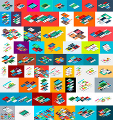 Mega collection of vector isometric app and web site development concepts