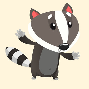 Cute Cartoon Badger Illustrated. Vector Animal Icon