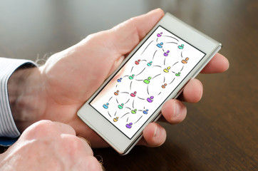 Social network concept on a smartphone