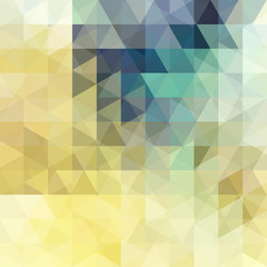 Abstract mosaic background. Triangle geometric background. Design elements. Vector illustration. Yellow, green, beige colors.