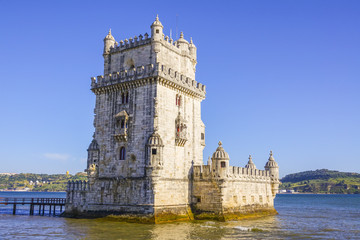 Fototapeta na wymiar Important tourist attraction in Lisbon - The Tower of Belem