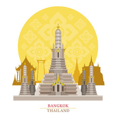 Obraz premium Wat Arun (Temple of Dawn), Bangkok, Thailand with Decoration Background