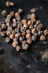 Close-up of black peppercorns
