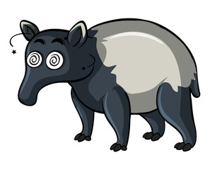 Anteater with dizzy face