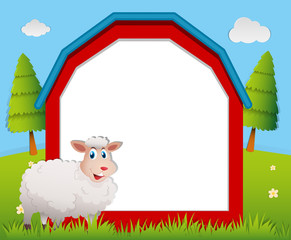 Frame design with white sheep