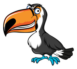 Angry toucan bird on white background