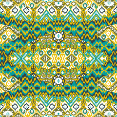 Ethnic bohemian arabesque pattern. Zigzag geometric retro abstract print. Tribal boho background vector illustration