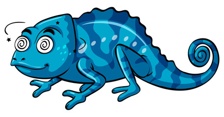 Blue lizard on white background