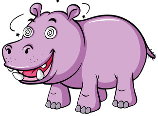 Hippo with dizzy face