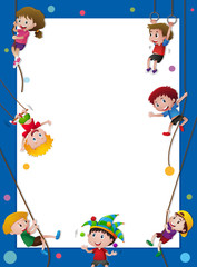 Border template with kids on the rope