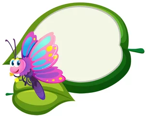 Fotobehang Border template with cute butterfly © brgfx