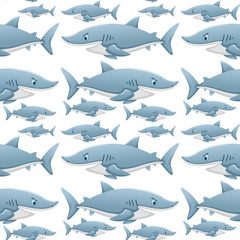 Seamless background template with sharks
